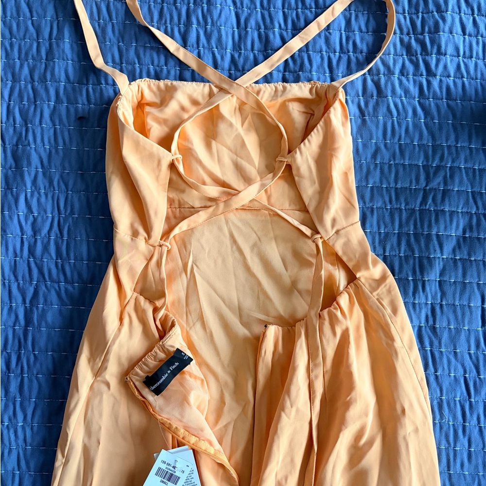 Abercrombie and Fitch Yellow Lace Up Back Midi Dress with Tags